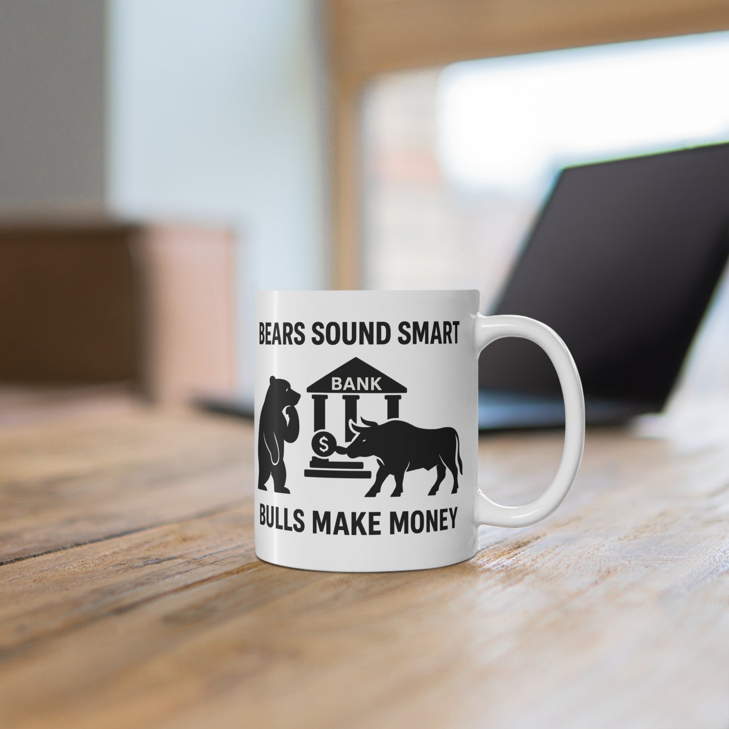 Bulls Make Money Coffee Mug - Funny Bear & Bull Wall Street Gift for Traders, Investors, and Finance Professionals