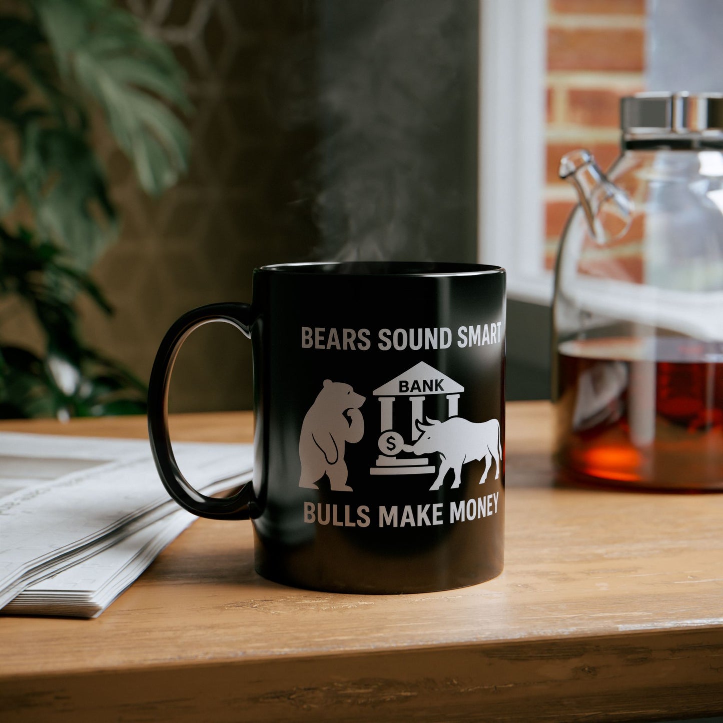 Bulls Make Money Coffee Mug - Funny Bear & Bull Wall Street Gift for Traders, Investors, and Finance Professionals