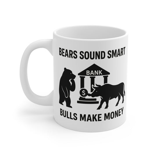 Bulls Make Money Coffee Mug - Funny Bear & Bull Wall Street Gift for Traders, Investors, and Finance Professionals