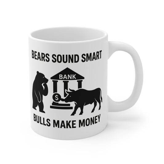 Bulls Make Money Coffee Mug - Funny Bear & Bull Wall Street Gift for Traders, Investors, and Finance Professionals
