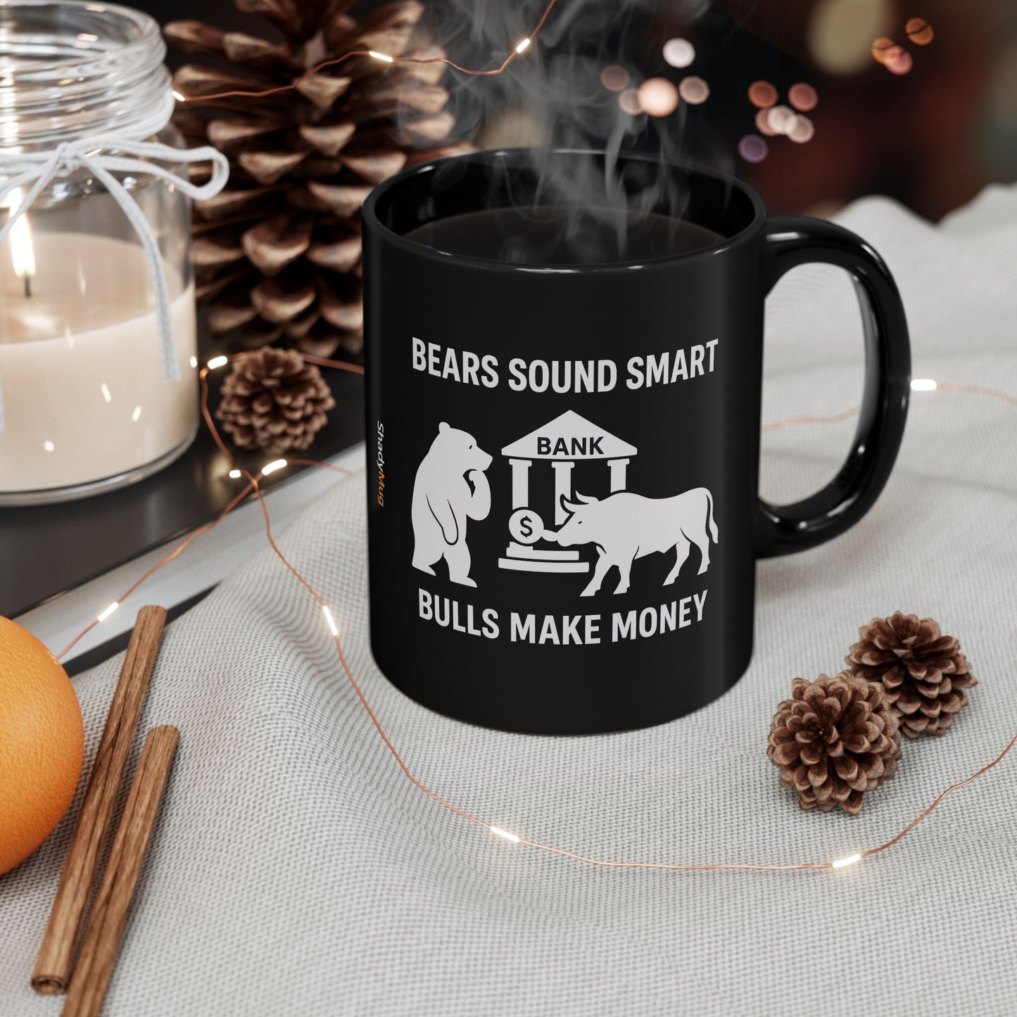 Bulls Make Money Coffee Mug - Funny Bear & Bull Wall Street Gift for Traders, Investors, and Finance Professionals