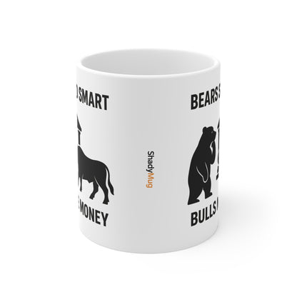 Bulls Make Money Coffee Mug - Funny Bear & Bull Wall Street Gift for Traders, Investors, and Finance Professionals