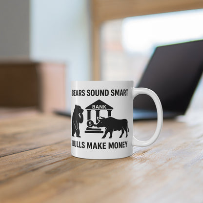 Bulls Make Money Coffee Mug - Funny Bear & Bull Wall Street Gift for Traders, Investors, and Finance Professionals
