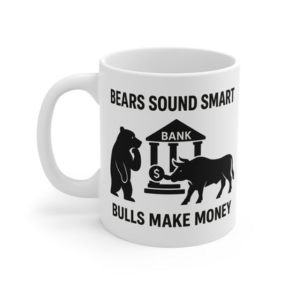 Bulls Make Money Coffee Mug - Funny Bear & Bull Wall Street Gift for Traders, Investors, and Finance Professionals