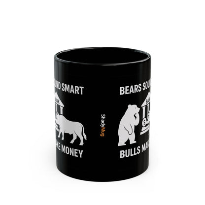 Bulls Make Money Coffee Mug - Funny Bear & Bull Wall Street Gift for Traders, Investors, and Finance Professionals