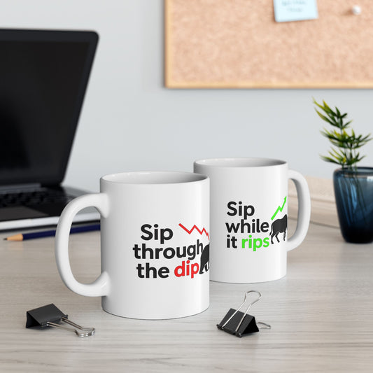 Investing Motivation Mug, Bull and Bear Design, Sip Coffee While Trading, Gift for Investors, Financial Planner, Stock Market Lover, [...]