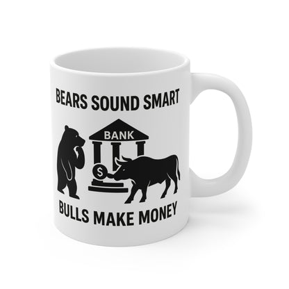 Bulls Make Money Coffee Mug - Funny Bear & Bull Wall Street Gift for Traders, Investors, and Finance Professionals